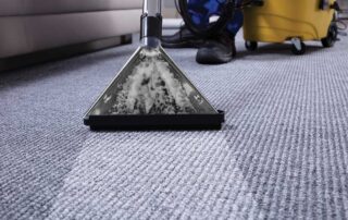 Professional carpet cleaning with a vacuum machine, answering the question: How Long Does Carpet Take to Dry After Cleaning for optimal results?