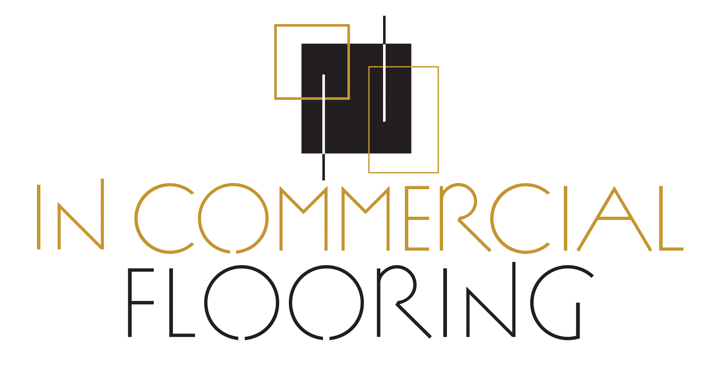 Incommercial Flooring logo with geometric gold design
